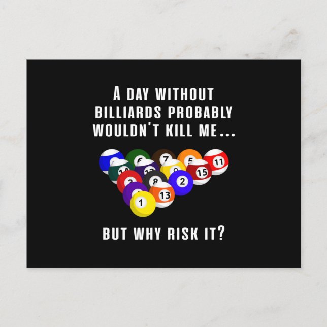 Carte Postale Billard Snooker Pool Billard 8 Ball Drôle cadeau (Devant)