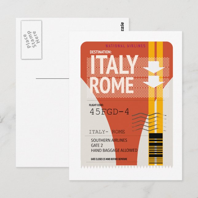 Carte Postale Billet de vacances Italie Rome (Devant / Derrière)