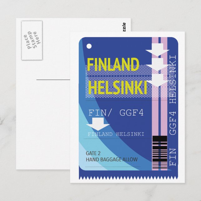 Carte Postale Billet de voyage en Finlande Helsinki (Devant / Derrière)