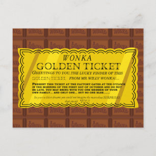 Carte Postale Billet d'or Willy Wonka