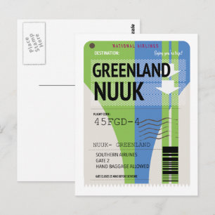 Carte Postale Billet voyage Nuuk du Groenland