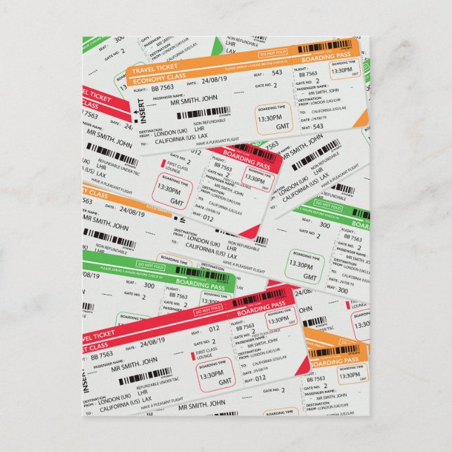 Carte Postale Billets d'avion (Devant)