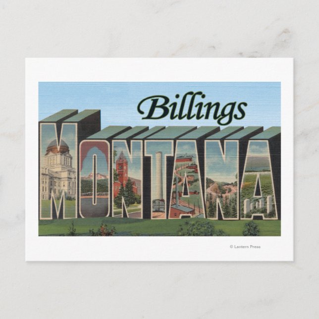 Carte Postale Billings, Montana - Scènes de grandes lettres (Devant)