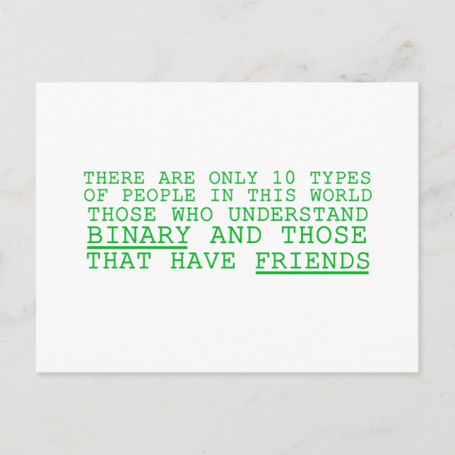 Carte Postale Binary vs Friends (Devant)