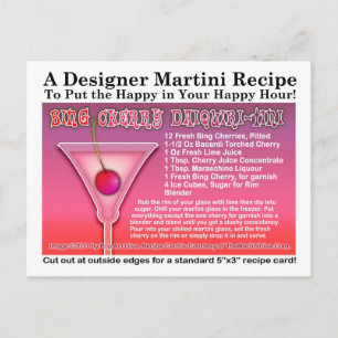 Carte postale Bing Cherry Daiquiri Martini Recette