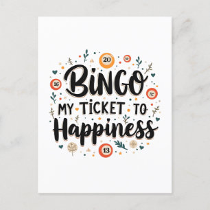 Carte Postale Bingo est mon billet pour le bonheur Funny Bingo J