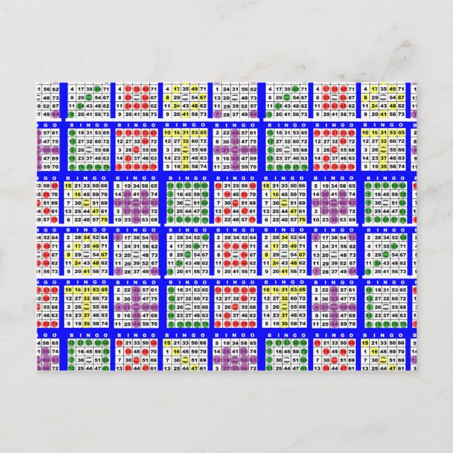 Carte Postale Bingo Jeu Motifs Grand (Devant)