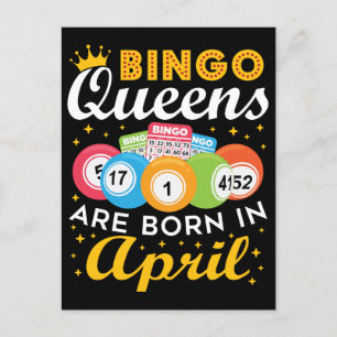 Carte Postale Bingo Queens Are Born en Avril Anniversaire