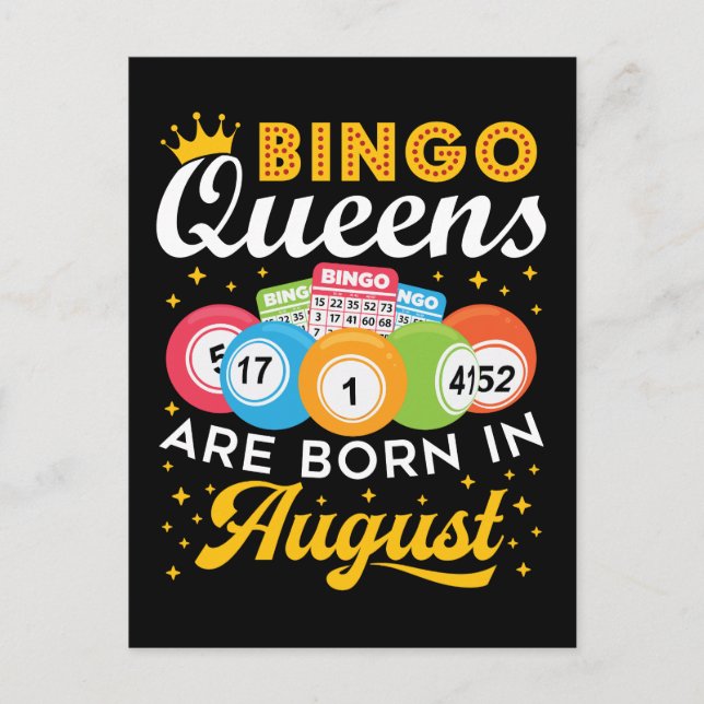 Carte Postale Bingo Queens Are Born in August Anniversaire (Devant)