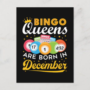 Carte Postale Bingo Queens Are Born in Décembre Anniversaire Fem