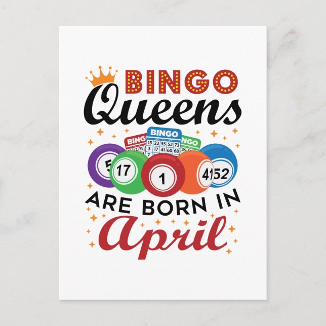 Carte Postale Bingo Queens sont nés en avril (Devant)