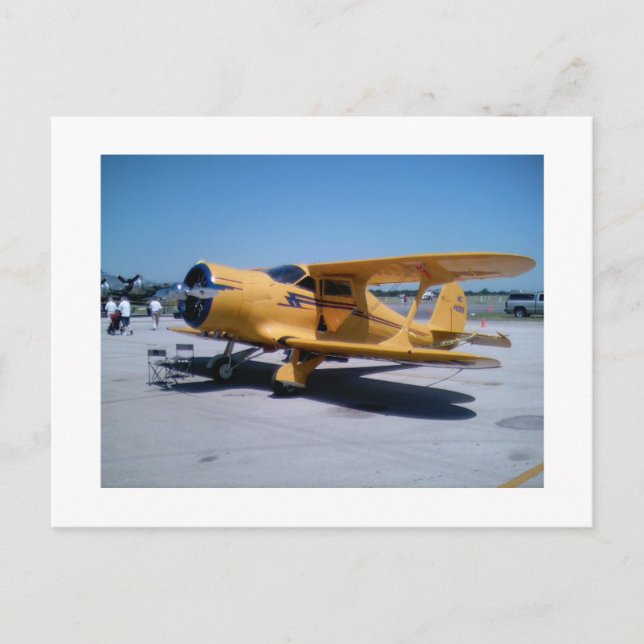 Carte Postale Biplane jaune (Devant)