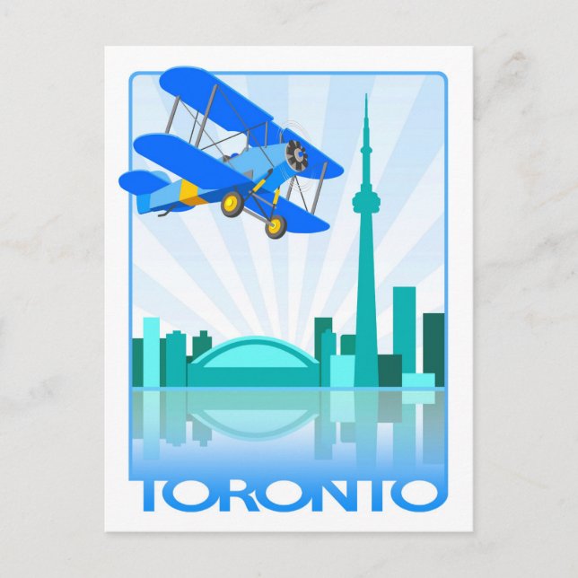 Carte Postale Biplane sur Toronto Retro Design (Devant)