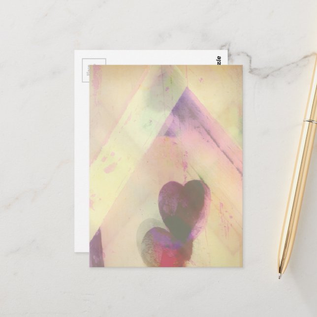 Carte Postale Bird House Heart Abstract (Devant/Arrière en situation)