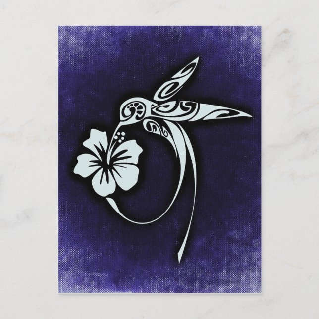 Carte Postale Bird Motif en bleu (Devant)