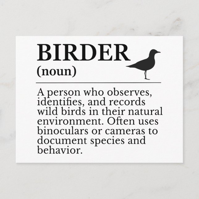 Carte Postale Birder definition - wild bird observer (Devant)