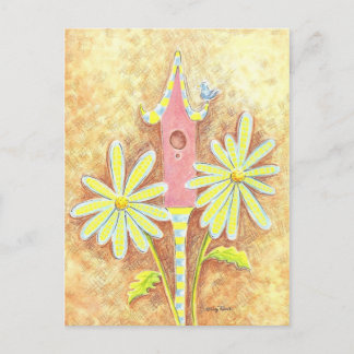 Carte Postale Birdhouse Whimsical