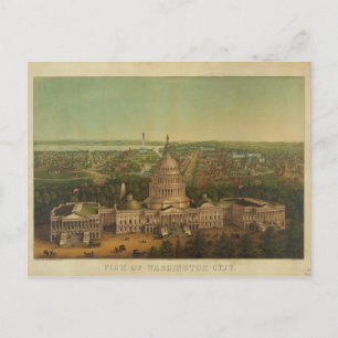 Carte Postale Bird's Eye View of Washington D.C. en 1869