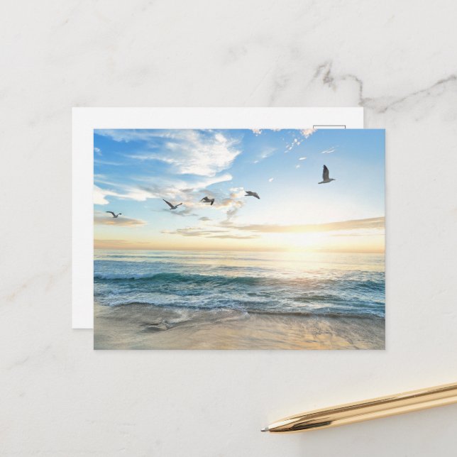 Carte Postale Birds in flight over the ocean (Devant/Arrière en situation)