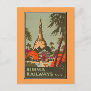 Carte Postale Birmanie Myanmar Temples   Poster Vintage voyage