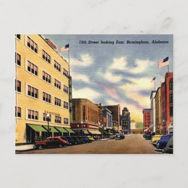 Carte Postale Birmingham AL 19th Street View 1940 (Devant)