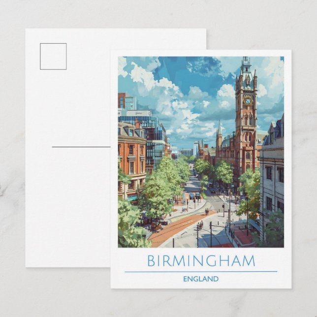 Carte Postale Birmingham Angleterre Travel (Devant / Derrière)