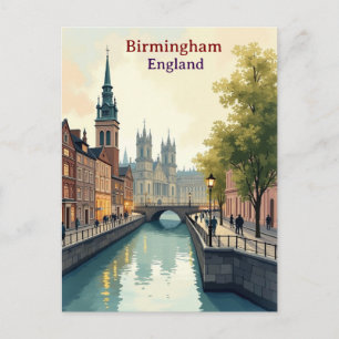 Carte Postale Birmingham Angleterre Voyage vintage  aquarelle ar