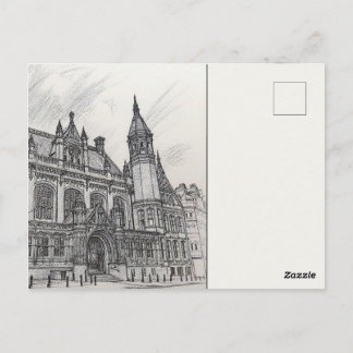 Carte Postale Birmingham City Map Postcard Charcoal Urban Sketch