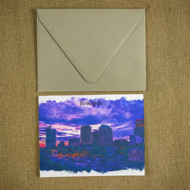 Carte Postale Birmingham - Royaume-Uni aquarelle Vue (Birmingham UK watercolor travel postcard)