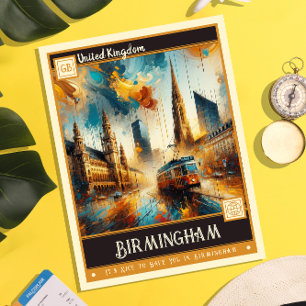 Carte Postale Birmingham, Royaume-Uni   Peinture Vintage