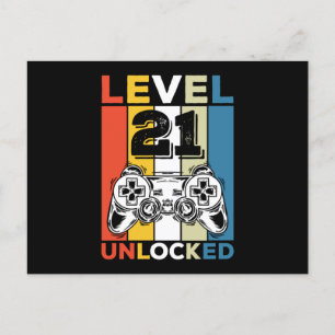 Carte Postale Birthday 21st Level Unlocked 21 Gaming Vintage