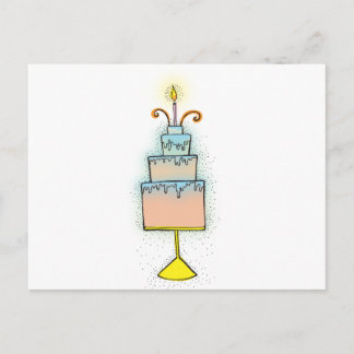 Carte Postale BIRTHDAY cake with twirly curly candles