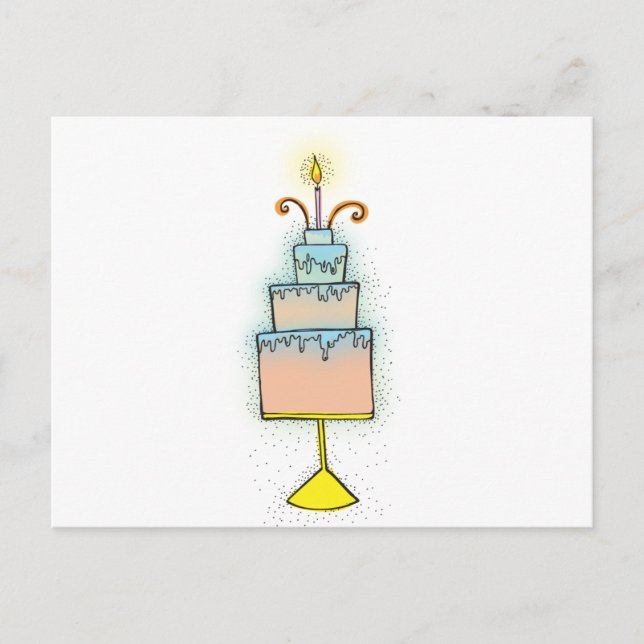 Carte Postale BIRTHDAY cake with twirly curly candles (Devant)