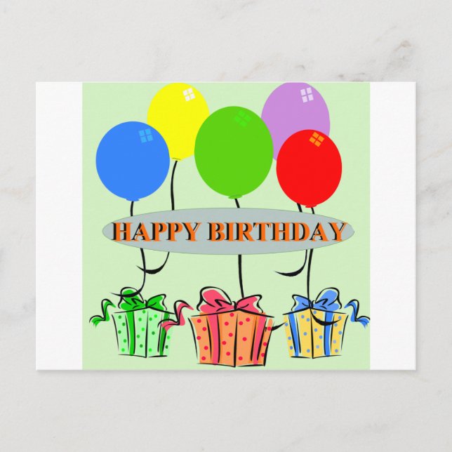 Carte Postale Birthday Gifts and Ballons (Devant)