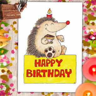 Carte Postale BIRTHDAY HEDGEHOG postcard by Nicole Janes