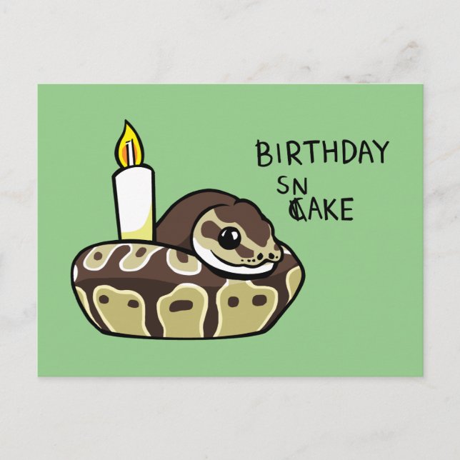 Carte Postale Birthday Snake Cute Ball Python Drawing Postcard (Devant)