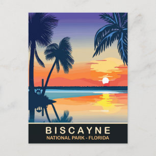 Carte Postale Biscayne, coucher de soleil d'été en Floride, Voya