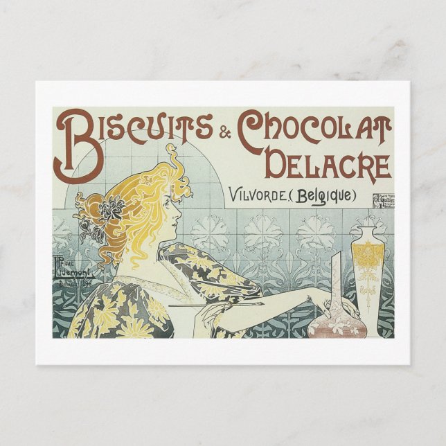 Carte Postale Biscuits & Chocolat Delacre Annonce Vintage (Devant)
