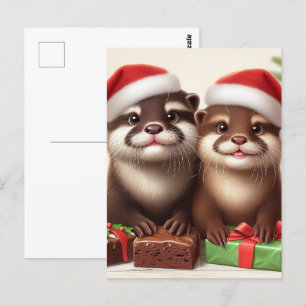 Carte Postale Biscuits de Noël en loutre mignonne