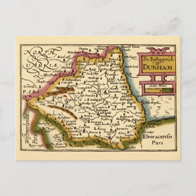 Carte Postale Bishopprick du comté de Durham Angleterre Ancienne (Devant)