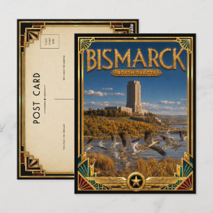 Carte Postale Bismarck Dakota du Nord Art Déco Vintage Âge d'Or