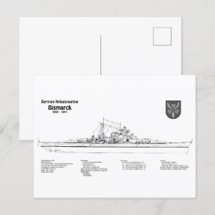 Carte Postale Bismarck - Plan du plan de bataille BD