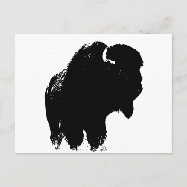 Carte Postale Bison de bison noir et blanc Pop Art (Devant)