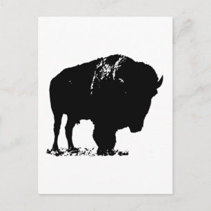 Carte Postale Bison de bison noir et blanc Pop Art