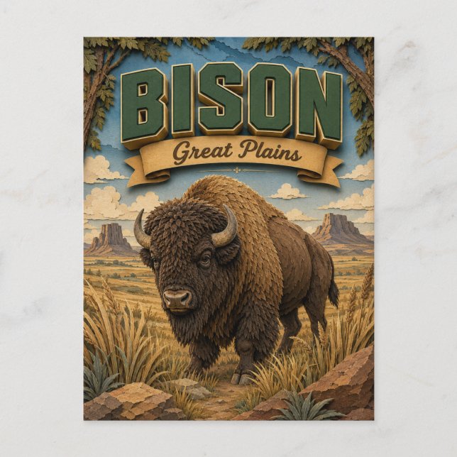 Carte Postale Bison Grandes Plaines POPCUT (Devant)