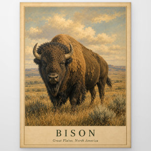 Carte Postale Bison Grandes Plaines VINTAGE