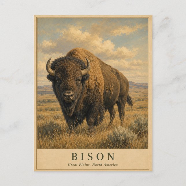 Carte Postale Bison Grandes Plaines VINTAGE (Devant)