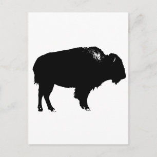 Carte Postale Bison noir et blanc Silhouette Pop Art