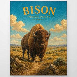 Carte Postale Bison Prairie Plains Aquarelle GeoSaga