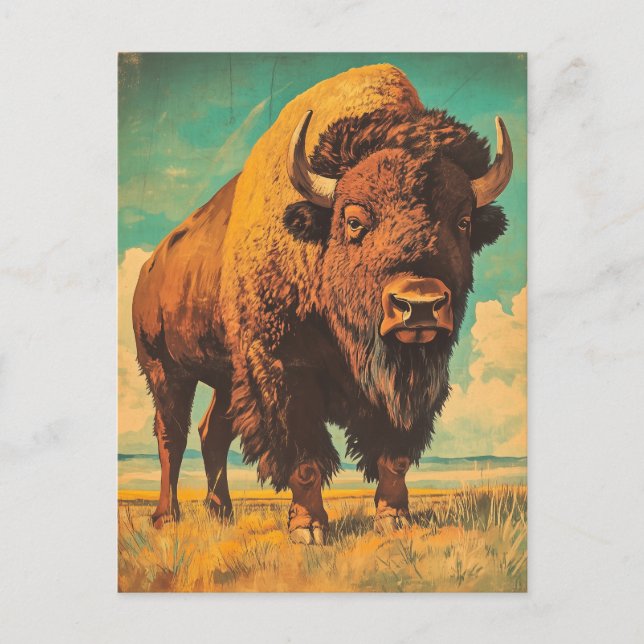 Carte Postale Bison Vintage (Devant)